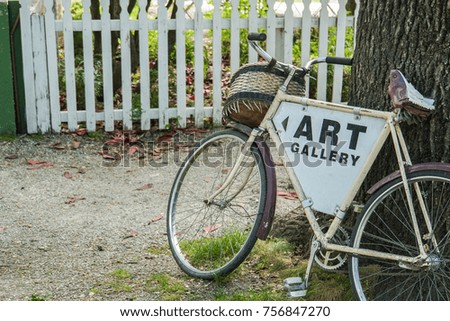 vintage bicycle at art gallery for decoration