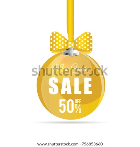 new year sale yellow ball illustration in colorful