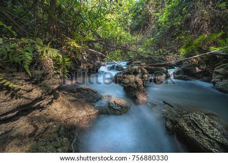 Waterfall in tropical forest, Wang Kan Lueang Waterfall LopBuri, Thailand
