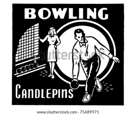 Bowling Candlepins - Retro Ad Art Banner