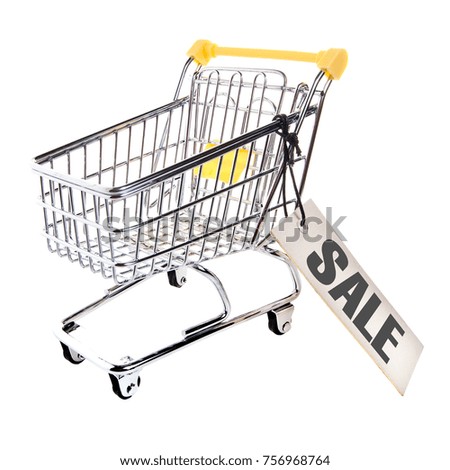 A large shopping basket isolated on a white background, food cart, 
tag or label with a sale sign,front and side view
