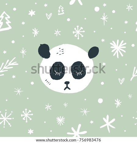 Vector, clip art, hand drawn. Panda, animal, bear, cute character. Background, pattern. Book illustration, print for cards, posters, patterns, t-shirts and other. Isolated objects.