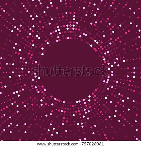 Purple halftone vector background for flyer template. Abstract dots illustration