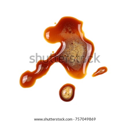 Coffee foam stains isolated on white background, top view
