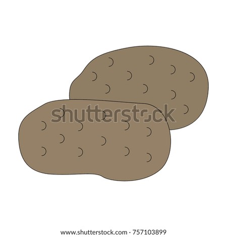 Potato vegetable cartoon. Outlined illustration with thin line black stroke