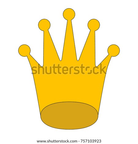 Gold Crown cartoon. Outlined illustration with thin line black stroke