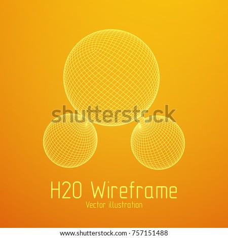 Wireframe Mesh H2O Water Molecule. Connection Structure. Low poly vector illustration. Science and medical healthcare concept