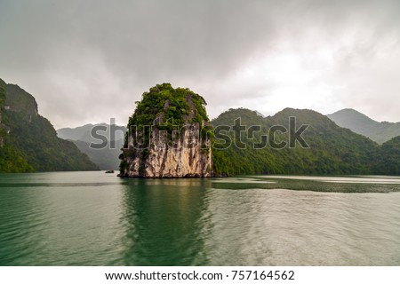 Ha Long bay islands Halong mountains in South China Sea, Vietnam. UNESCO World Heritage Site Asia. Indochina Discovery.
