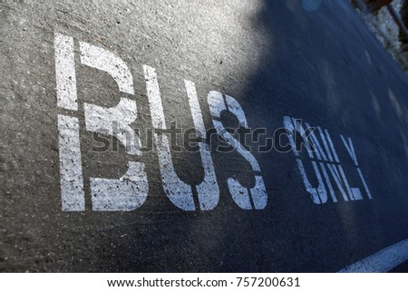 Pavement paint directional for bus parking.