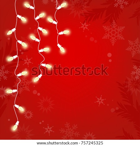 Retro White Christmas Lights on Red Background