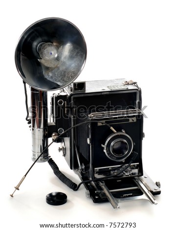 Large format 4x5 camera with flash.