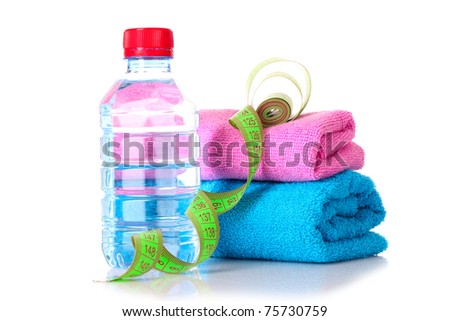 Tape measure, towels  and water bottle