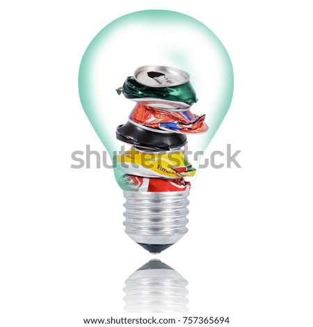 recycling light bulb on white background