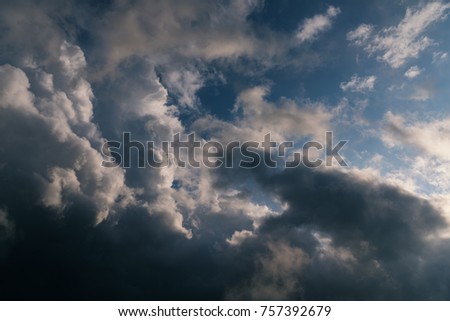 Dramatic sky with white clouds - natural background.