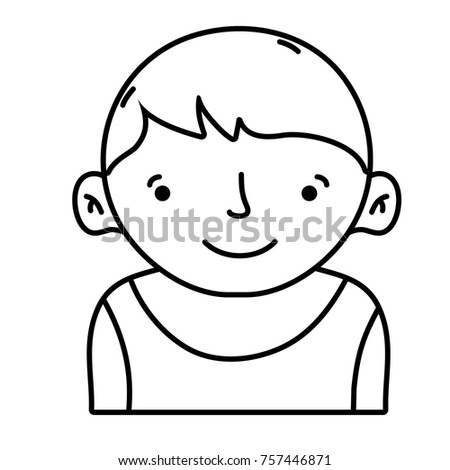 line avatar boy with t-shirt and hairstyle design