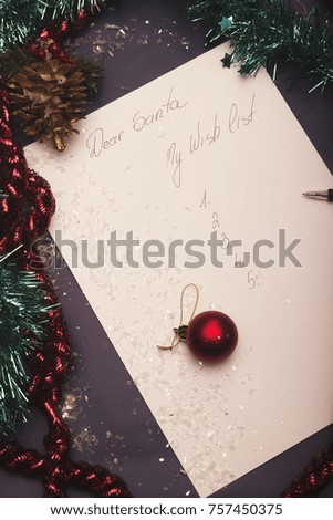 Blank Christmas letter for Santa, wish list