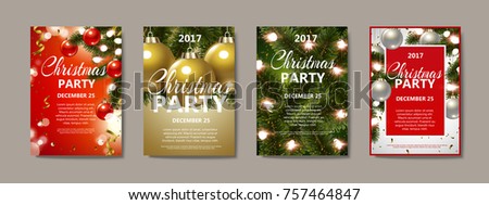 Christmas Party poster and brochure design template. Vector illustration.