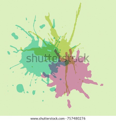 Abstract colorful ink drop with green background note paper texture style