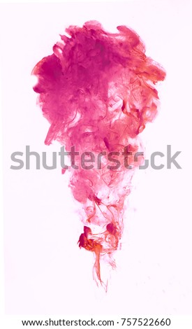 ink in water red Acrylic colors and ink in water. Isolated on white.  separate explosion
