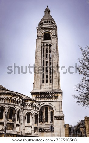 Basilica Sacre Coeur in Montmartre in Paris, France.