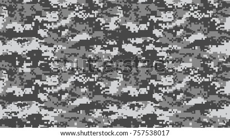 Seamless pattern. Abstract military or hunting camouflage background. black and white gray. Vector illustration. repeated seamless Royalty-Free Stock Photo #757538017