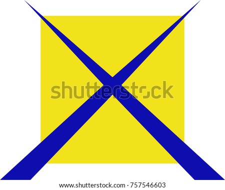 Crossed slashes against a square for use as a logo