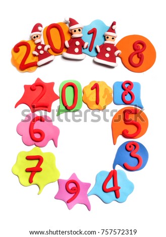 Color plasticine numbers, isolated. New Year                      