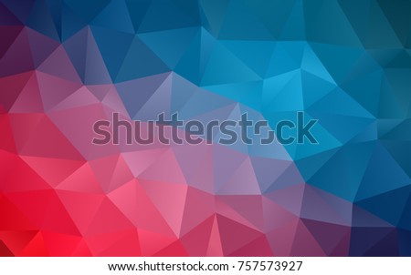Dark Blue, Red vector shining triangular pattern. Creative illustration in halftone style with gradient. A completely new design for your business.