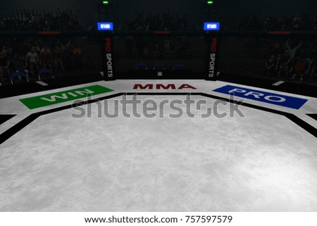 mma fighting octagon stage 3d render