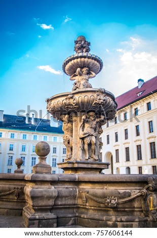 Prague castle. Fountain