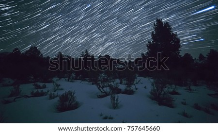 Winter in the Great Basin Night Sky Star Trails Over Oregon