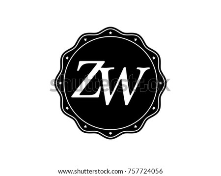 Initial letter ZW monogram logo black seal stamp lace