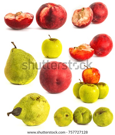peach pear apple on a white vone. Isolate. fruits on isolated background.