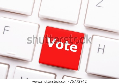 election concept with vote key showing poll polling or voting