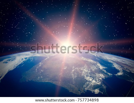 Wonderful sunrise. The elements of this image furnished by NASA.
