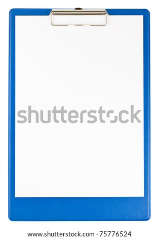 Blue clipboard and paper isolated on white background Royalty-Free Stock Photo #75776524