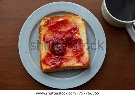 jam toast and coffee
