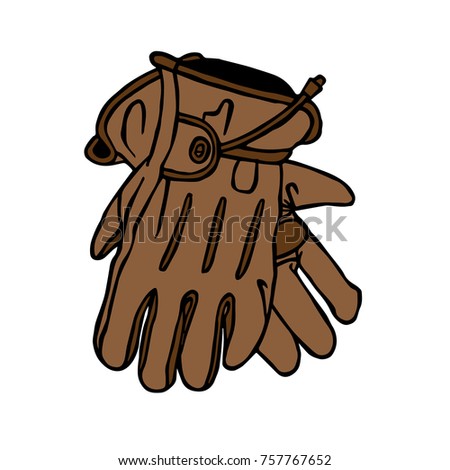 Brown leather glove for motorcycle rider vector.