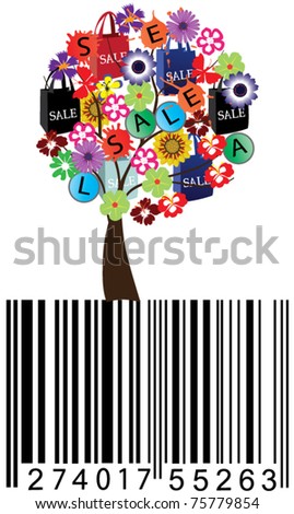 vector sale tree with bar-code