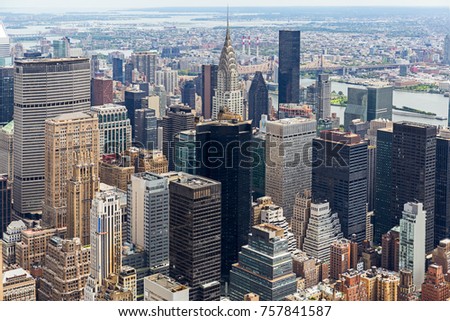 Manhattan Skyscraprers Aerial View, NYC, USA