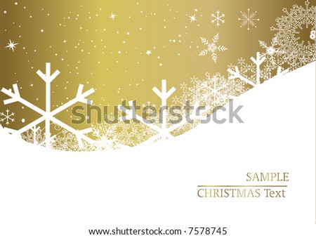 Christmas background - gold shine & snowflakes design (vector)