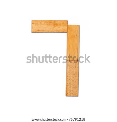 Alphabet - letters from wooden isolated on white background, Number 7