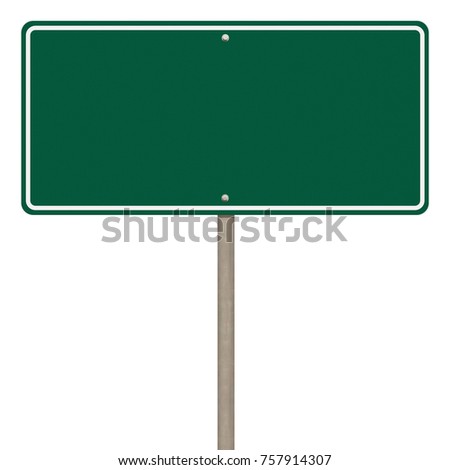 Blank green road sign or Empty traffic signs isolated on white background. Objects clipping path Royalty-Free Stock Photo #757914307