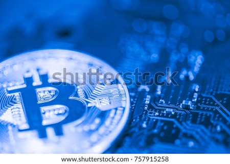 close up of Bitcoin money mining
