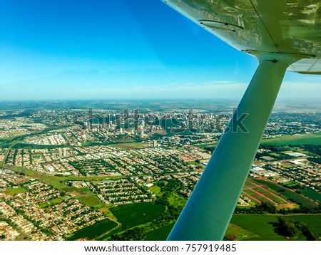 City seen through the airplane window, Maringá, Paraná, Brazil, 2014