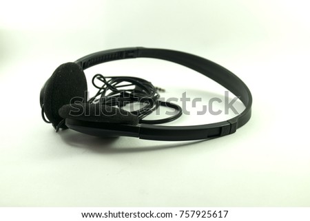 headphone and cable on white bakcground