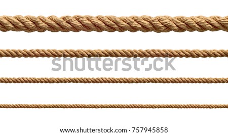 collection of  various ropes string on white background. each one is shot separately Royalty-Free Stock Photo #757945858