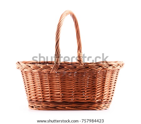 Empty wicker basket isolated on white background Royalty-Free Stock Photo #757984423