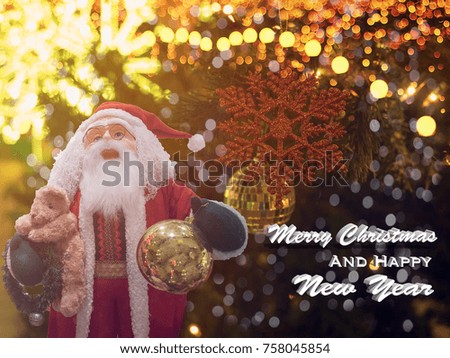 Merry Christmas and happy new year with santa,Merry Christmas and Happy New Year Card