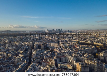 Flying above roofs of Paris